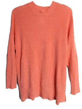 Natural Reflections Knit Sweater Size SMALL Pullover Raw Hem Orange Round Neck
